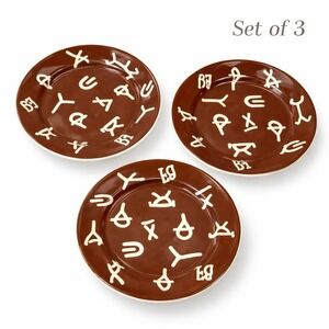 Barn Fly BF Sterling China Brown Ranch Western Salad Plates Set Of 3, Farmhouse